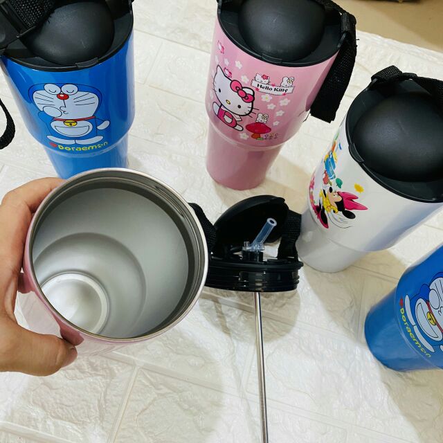 Ly nước giữ nhiệt inox 900ML có kèm ống hút