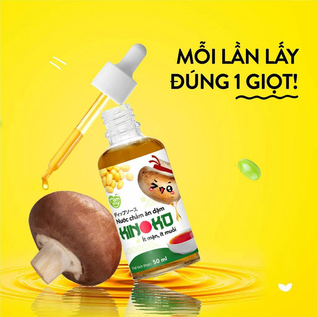 Nước mắm chấm ăn dặm Kinoko cho bé trên 6 tháng làm từ nấm giúp bé ăn ngon ít muối, chai nhỏ giọt, 50ml