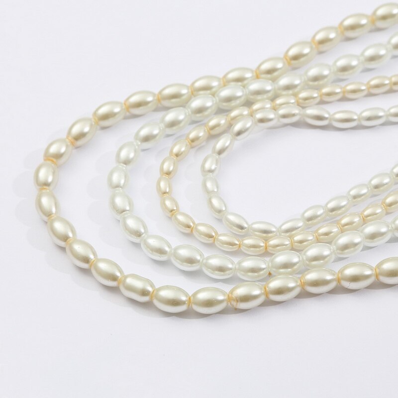 Chuỗi hạt ngọc trai nhân tạo hình oval lỗ xỏ lớn dành cho làm trang sức