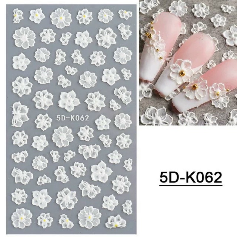 Hình dán nổi 5D trang trí móng tay, sticker 5D nail