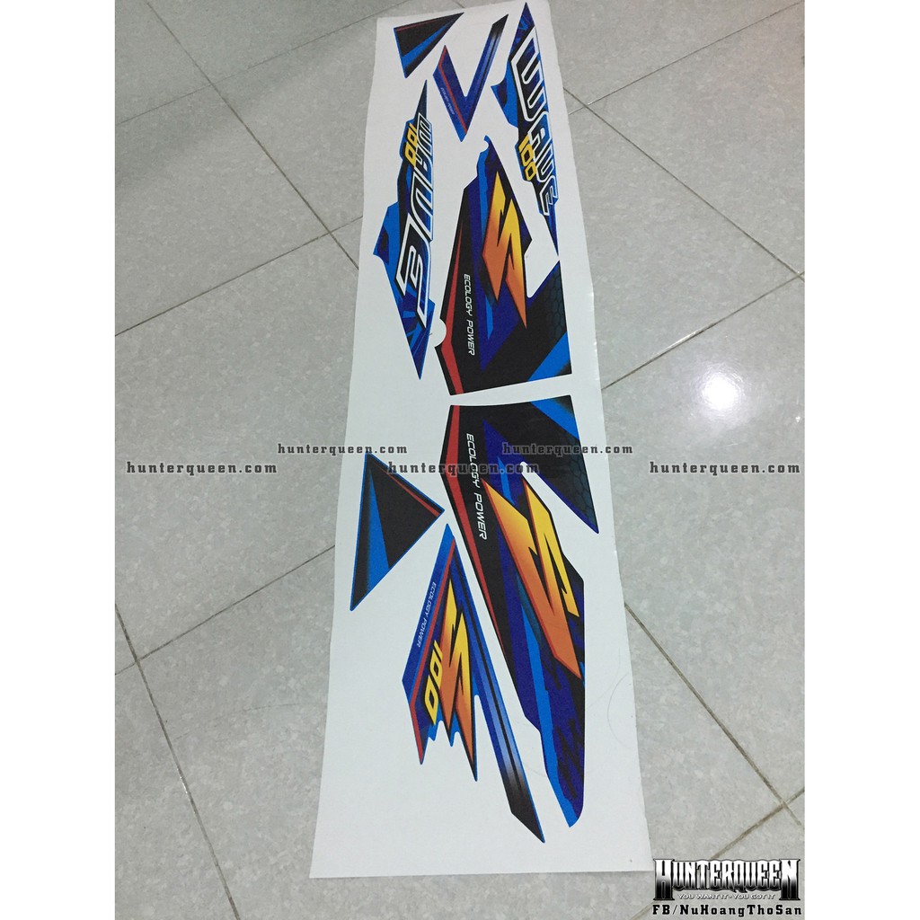 Tem rời xe WAVE đời đầu. Mẫu tem đời 2004, dán xe xanh. Chống nước, bền màu, sắc nét. Thay đổi theo yêu cầu