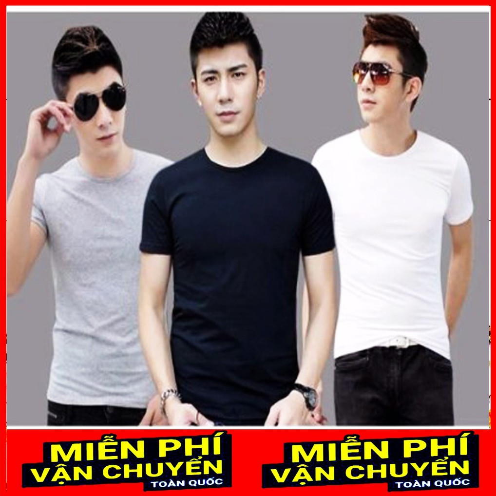 Áo thun trơn ❤️FREESHIP❤️ 3 áo thun nam nữ form rộng phong cách hàn quốc vải poly cotton mịn.