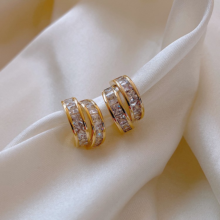 Bông Tai Đính Đá Zircon Sang Trọng Cho Nữ / Khuyên tai