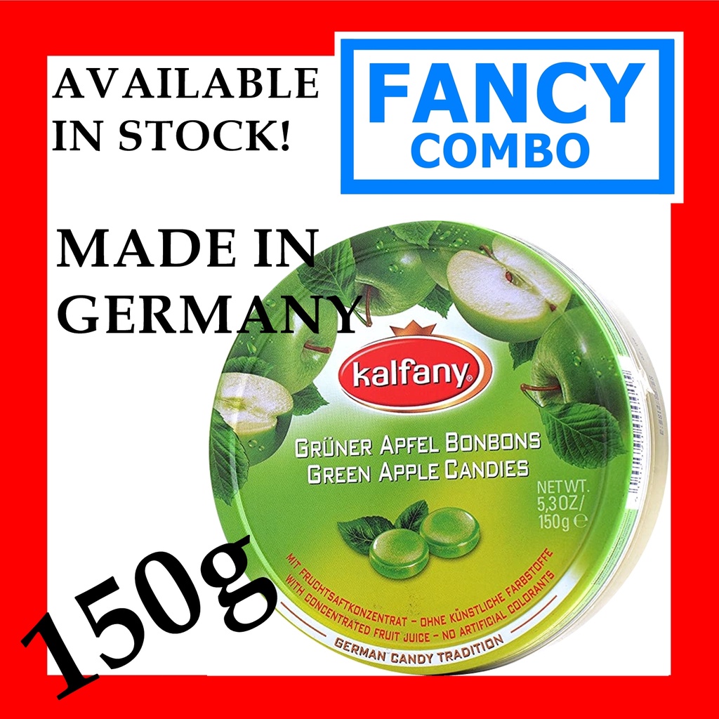Kẹo Ngậm KALFANY QUẢ TÁO XANH THƠM TỰ NHIÊN 150g - MÁT HỌNG và CẢM THẤY THOẢI MÁI. Sản xuất tại nước Đức