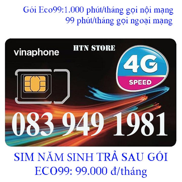 Sim số đẹp năm sinh vinaphone trả sau giá rẻ - sim 083 949 1981