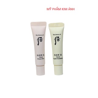 Combo kem lót Whoo Velvet Primer Base kem nền Whoo Velvet Liquid Foundation