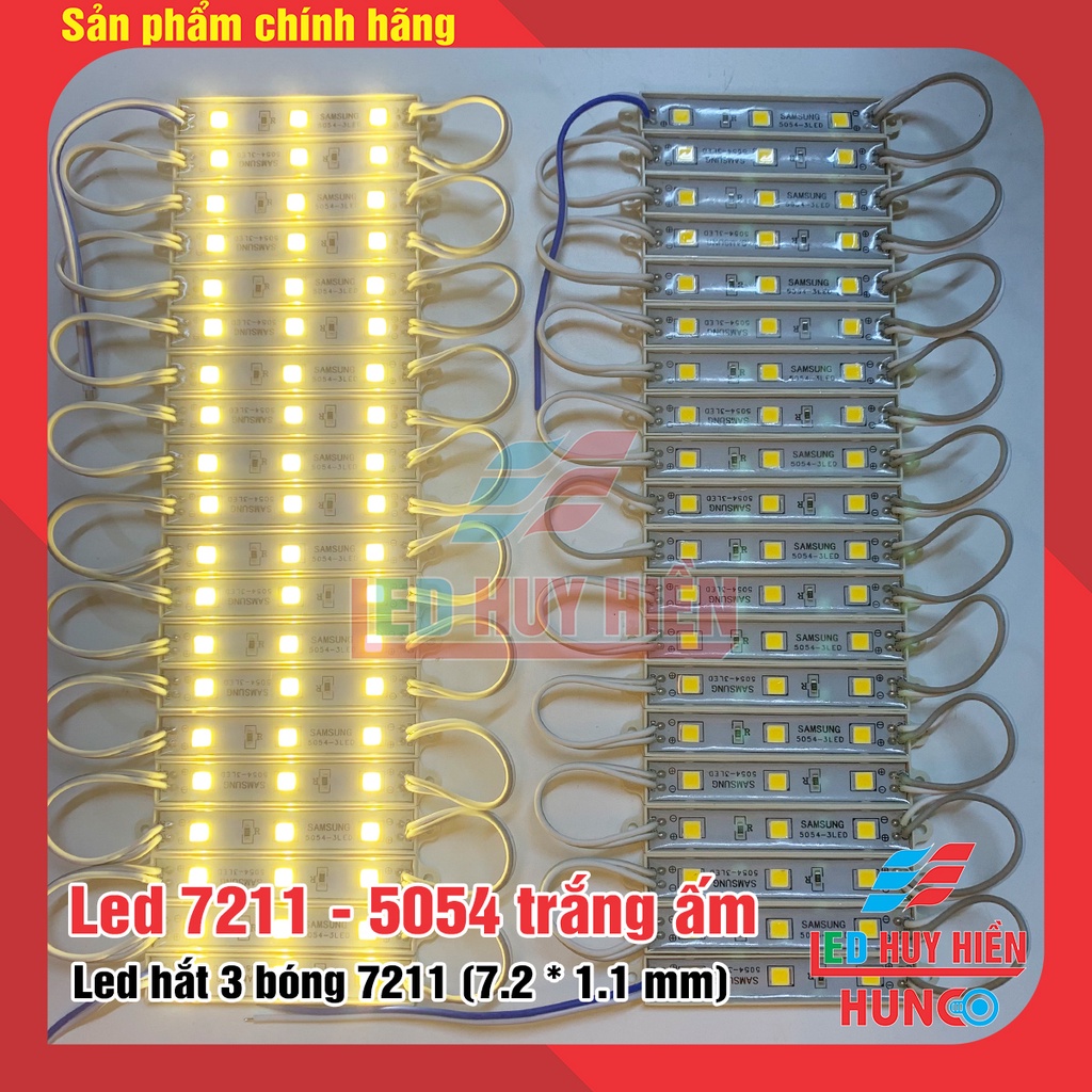 Led hắt 3 bóng 7211 - 5054 trắng ấm (vàng nhạt) - vỉ 20 thanh 3 bóng