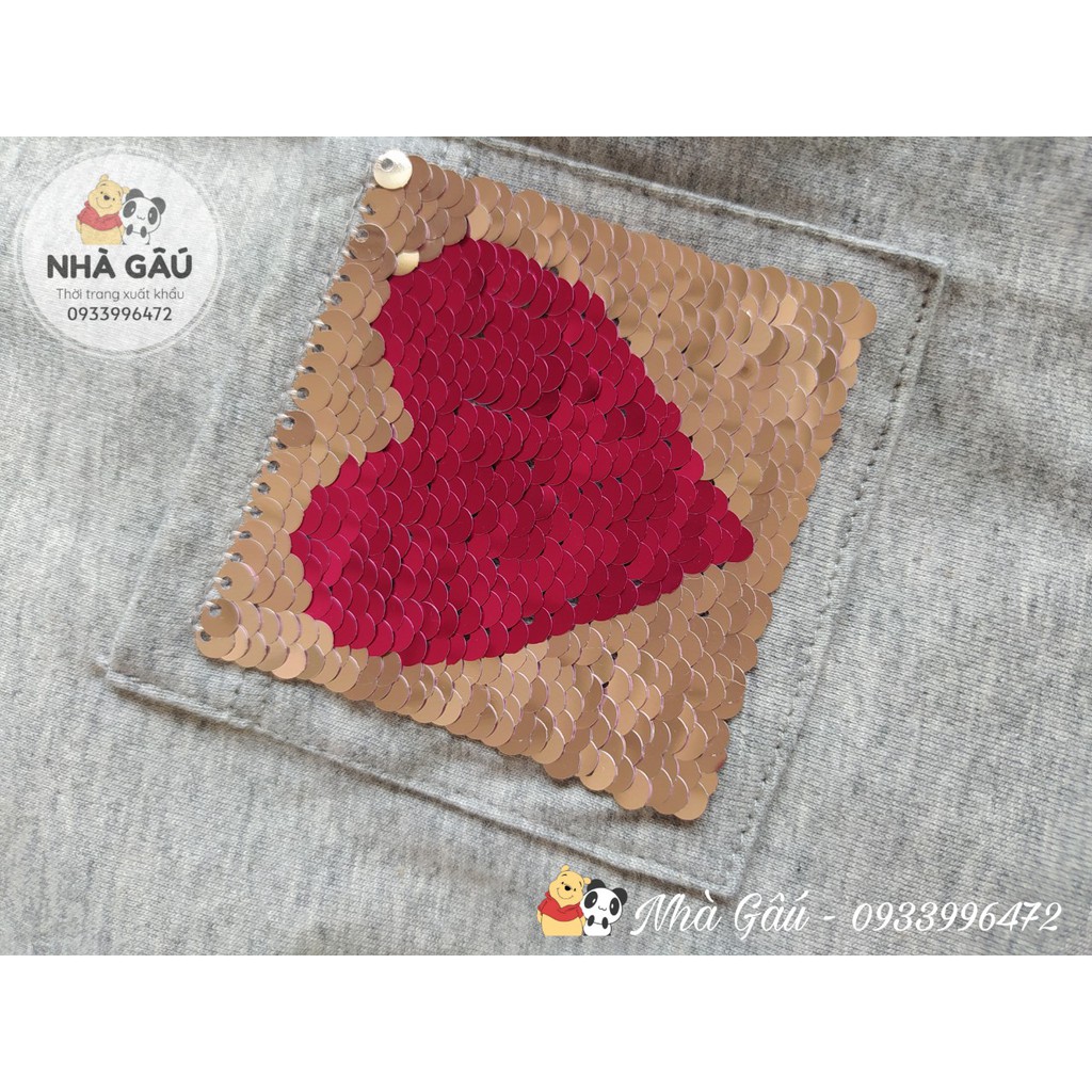 Đầm size đại xám ngôi sao nhỏ túi đính kim sa hình trái tim NG0324