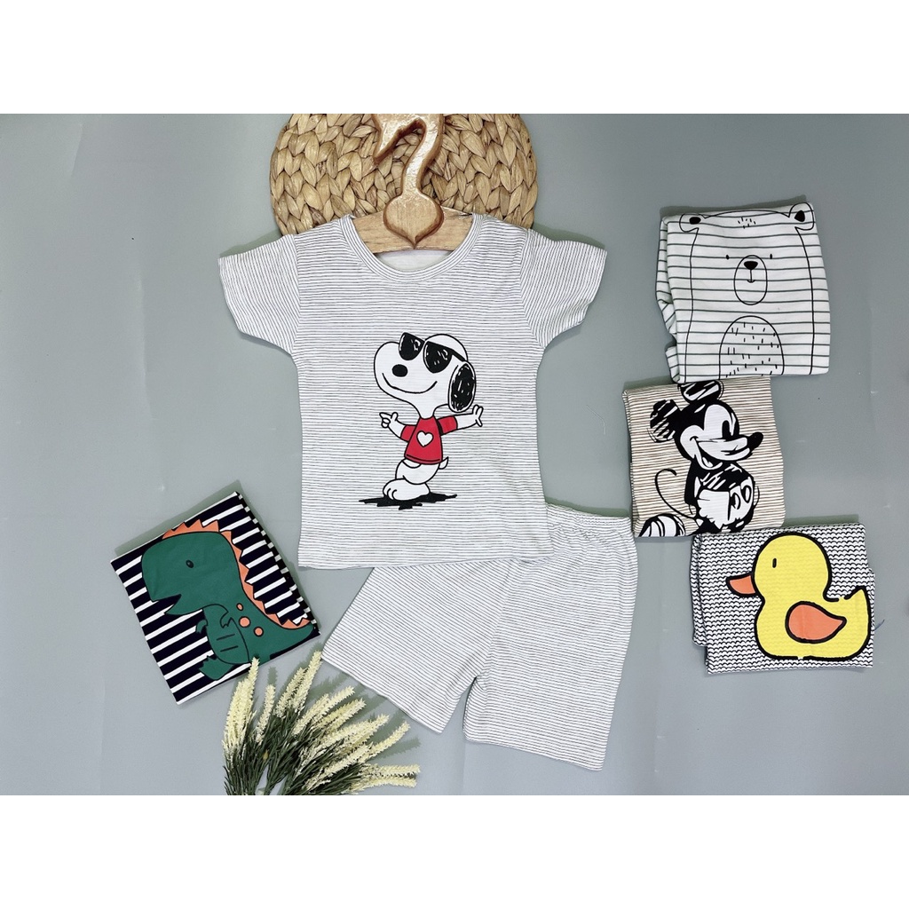đồ bộ cotton minky kẻ sọc cao cấp cho bé trai_bé gái(size 5-28kg)
