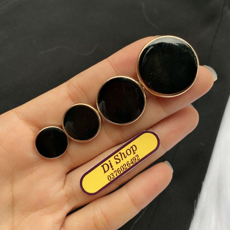 NÚT TRÒN TRƠN ĐEN NHIỀU SIZE ĐẾ LỒI