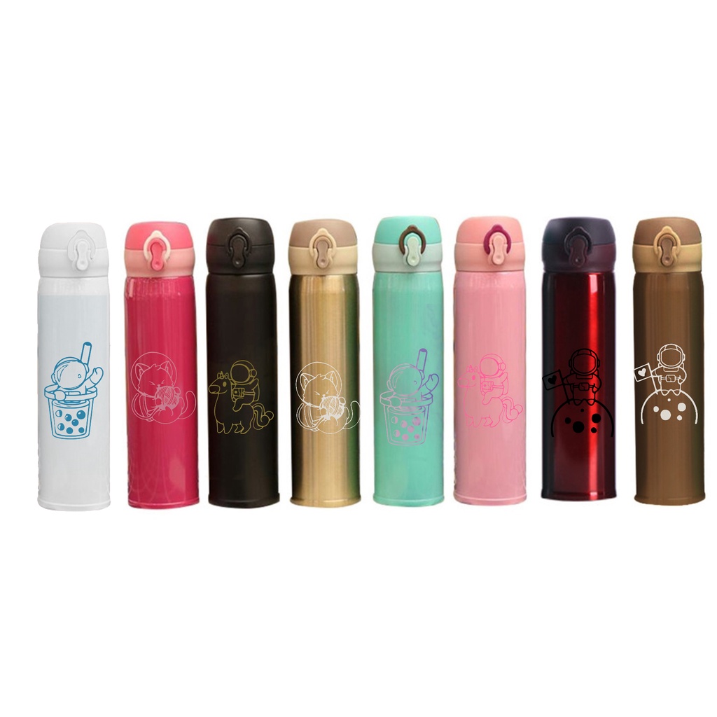 bình nước 2 lớp phi hành gia B2DC31 astronaut dễ thương cute hoạt hình 400-500ml