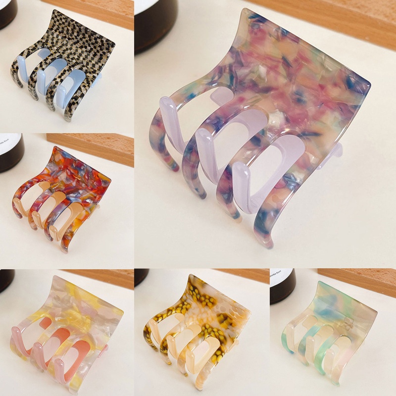 Flgo Kẹp Tóc Càng Cua Hình Vuông Màu Sắc Phù Hợp Với Nữ Không Trượt