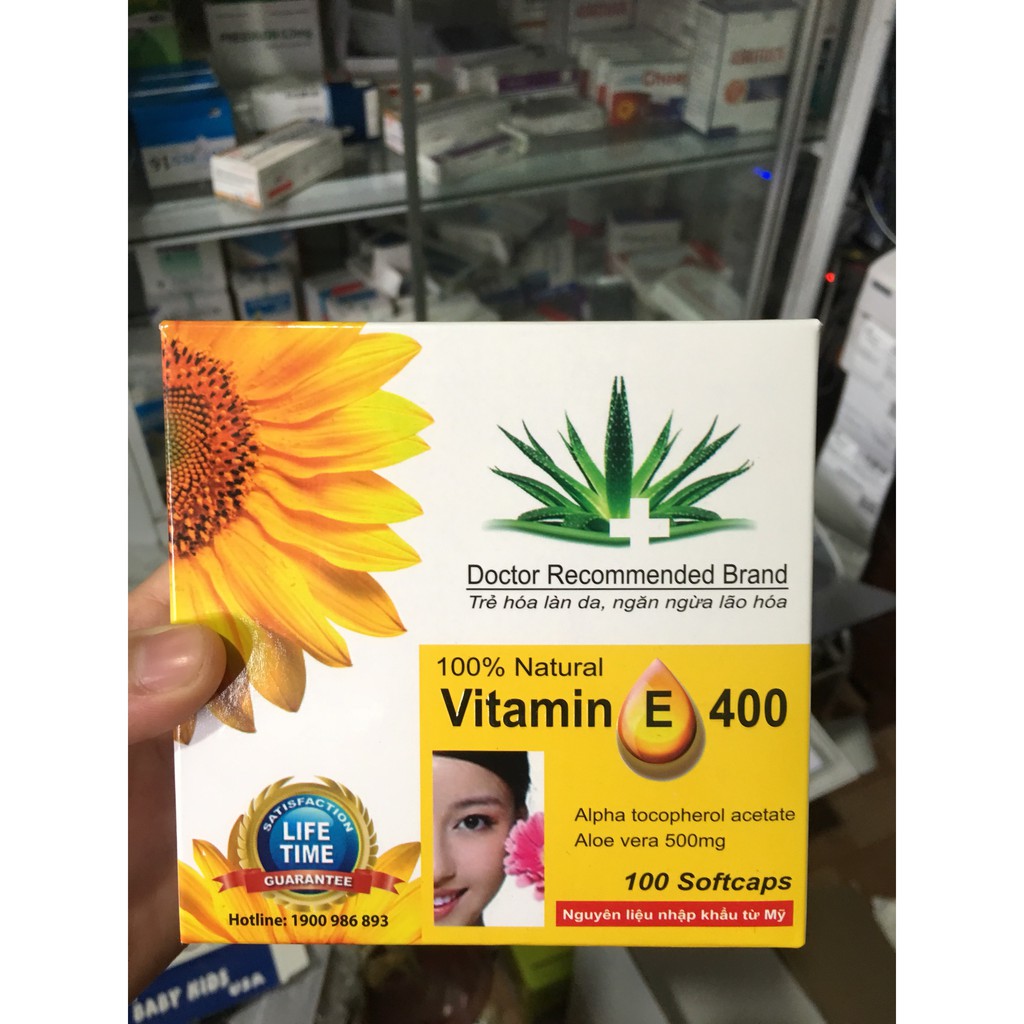 Viên uống vitamin E 400 đẹp da, sáng da, hạn chế lão hoá da hộp 100 viên