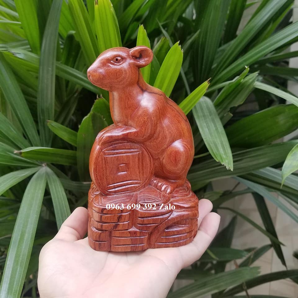 Tượng con chuột gỗ hương