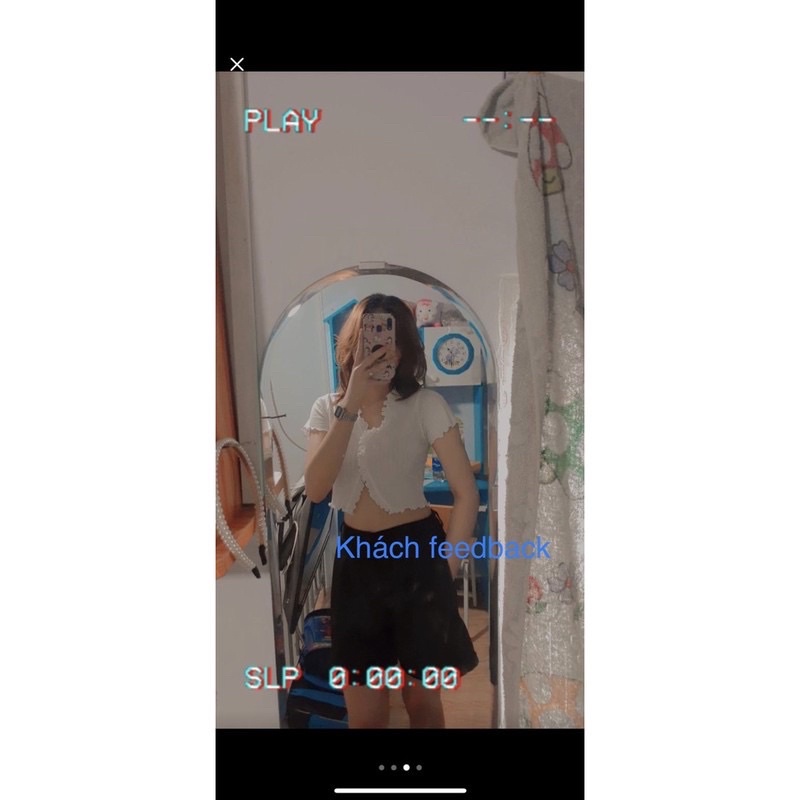 Áo Bèo Cổ V Cúc Ngọc Chất Thun Gân Co Giãn Siêu Hot Trendy