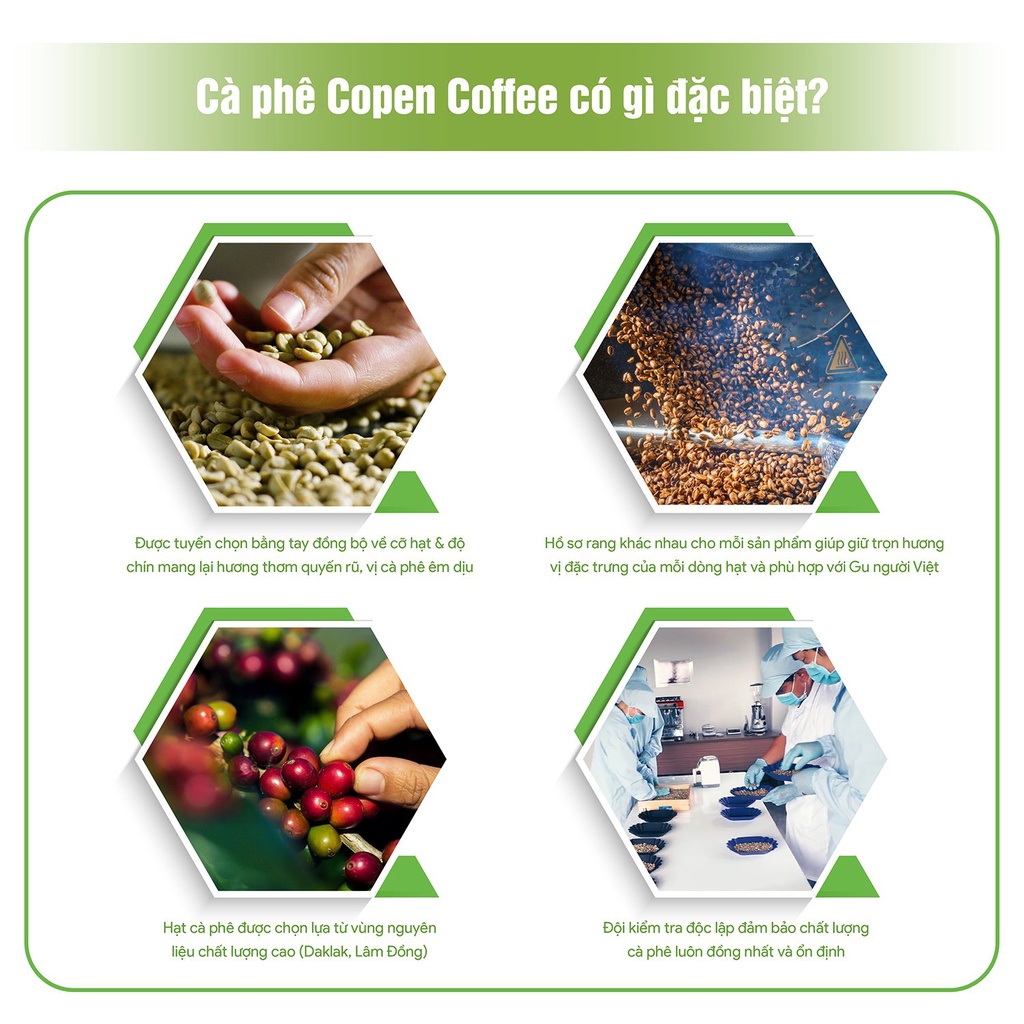Cà phê hạt nguyên chất Culi rang mộc - Copen Coffee - Hương vị đắng đậm, thơm nồng, hậu vị sâu - Gói 1KG