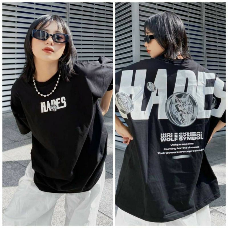 Áo thun tay lỡ HADES. áo phông unisex tay lỡ fom rộng freesize nam nữ.