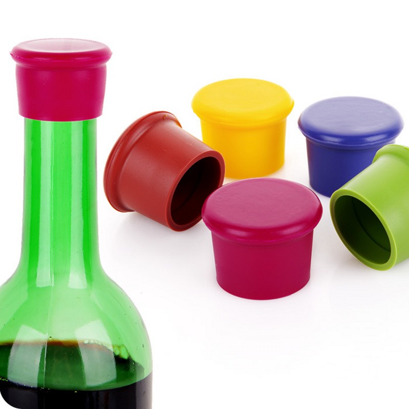 Bộ 5 Nắp Đậy Chai Rượu Bằng Silicone Chống Bụi Tiện Dụng