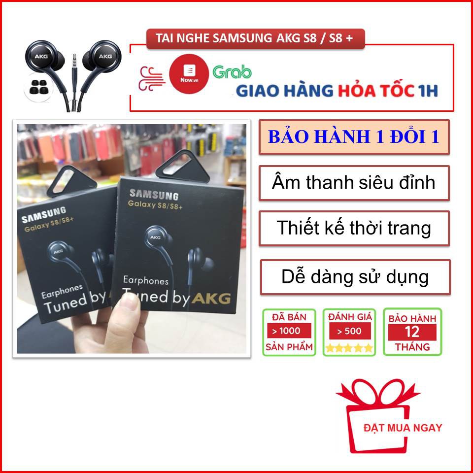 [BẢO HÀNH 1 ĐỔI 1] Tai nghe Samsung AKG S8 / S8+  🔥 có míc đàm thoại tốt, âm thanh sống động tặng kèm 4 nút tai thay thế