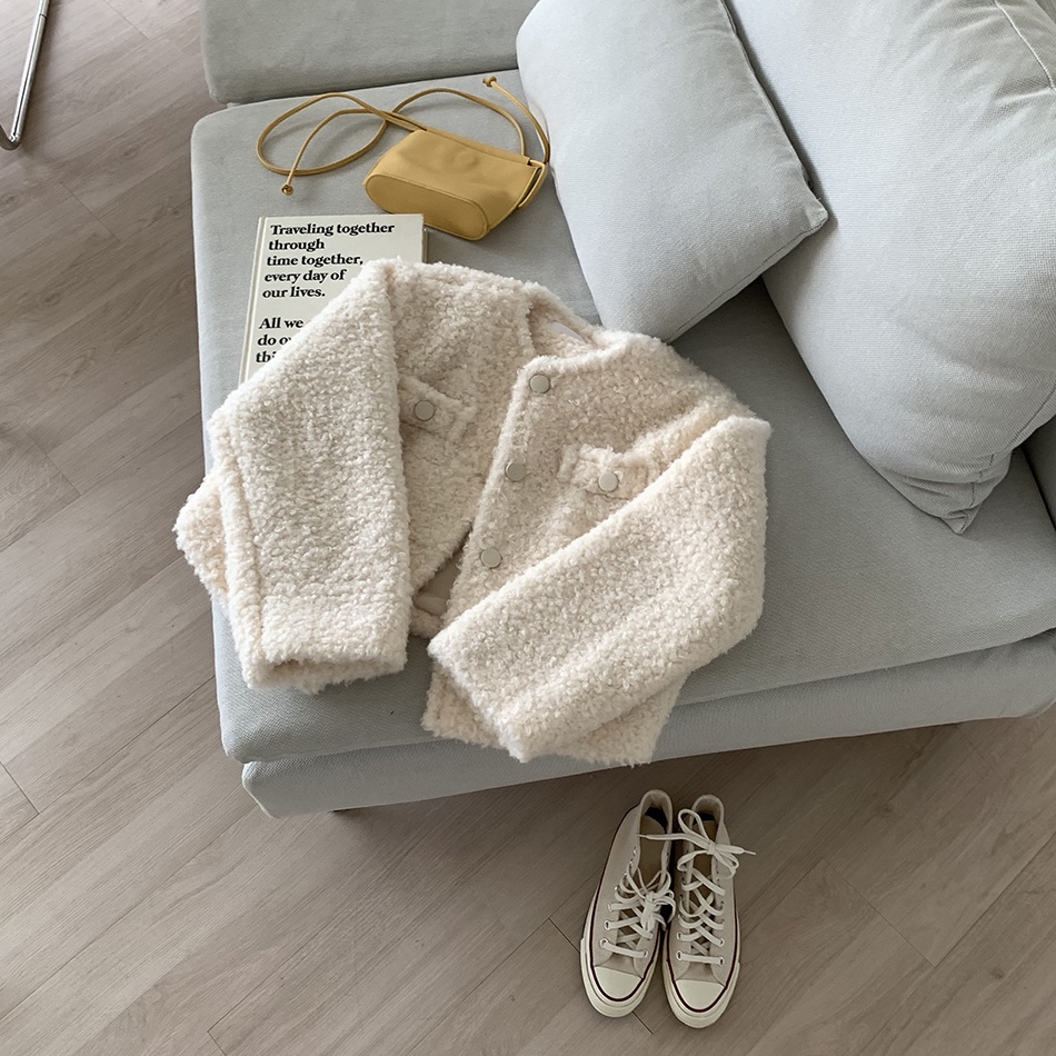 Áo Khoác Lông Cừu Ulzzang Chất Dày Dặn Siêu Ấm Áp Cho Nữ