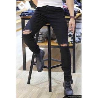 quàn jean đen rách gối