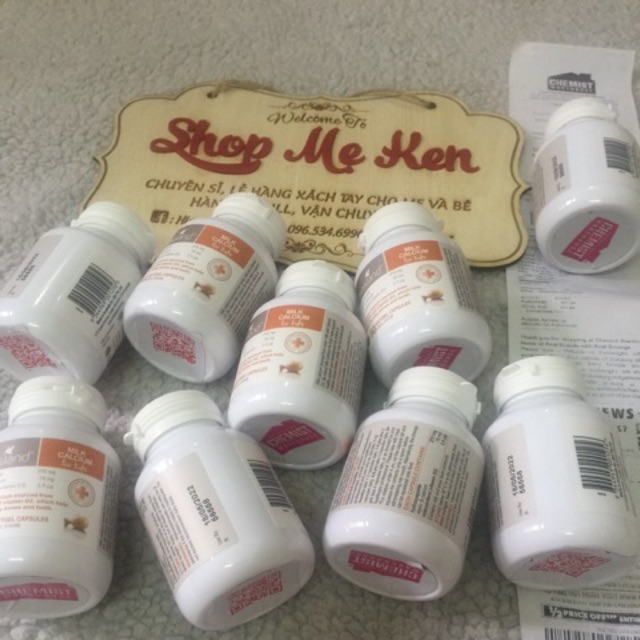 CANXI SỮA CHO BÉ BIO ISLAND MIlk calcicum Úc 90 viên(kèm bill)