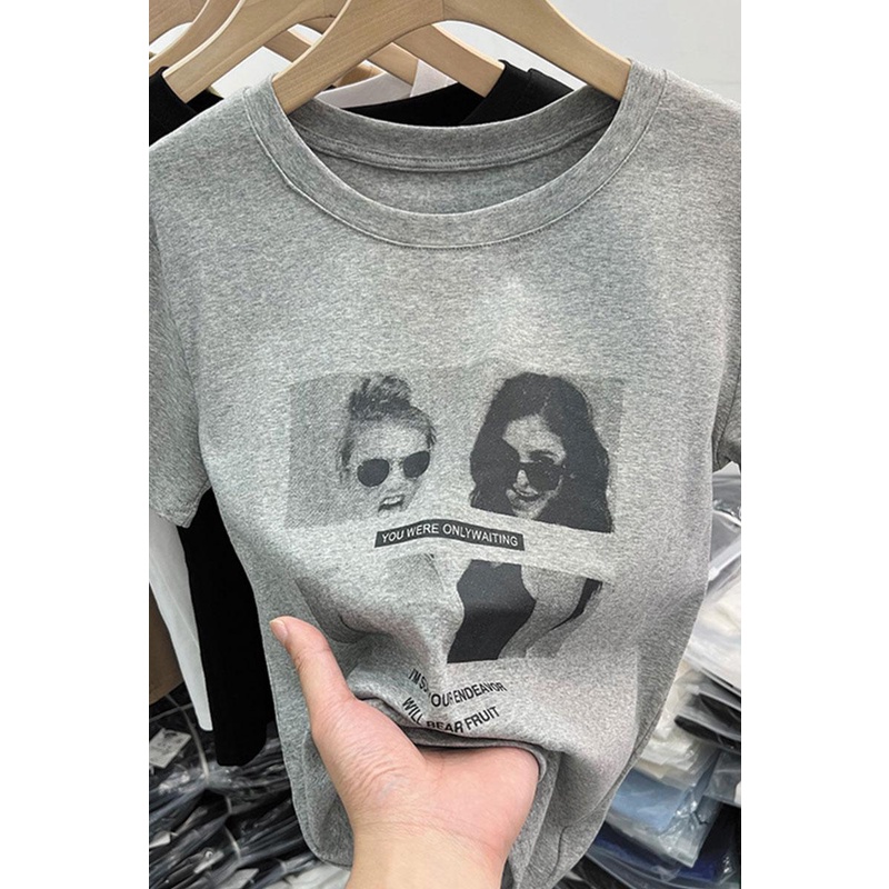 NRVP Áo thun cotton tay ngắn cổ tròn thời trang mùa hè phong cách Hàn Quốc cho nữ