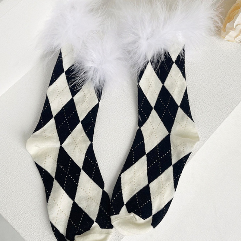 Tất Bắp Chân Lông Vũ Họa Tiết Kim Cương Ngọt Ngào Cho Nữ