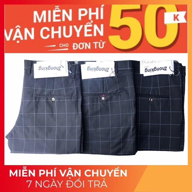 Quần tây nam đen caro phom ôm ống côn vải dày đẹp hình thật do shop tự chụp, giá rẻ nhất và chất lượng loại 1