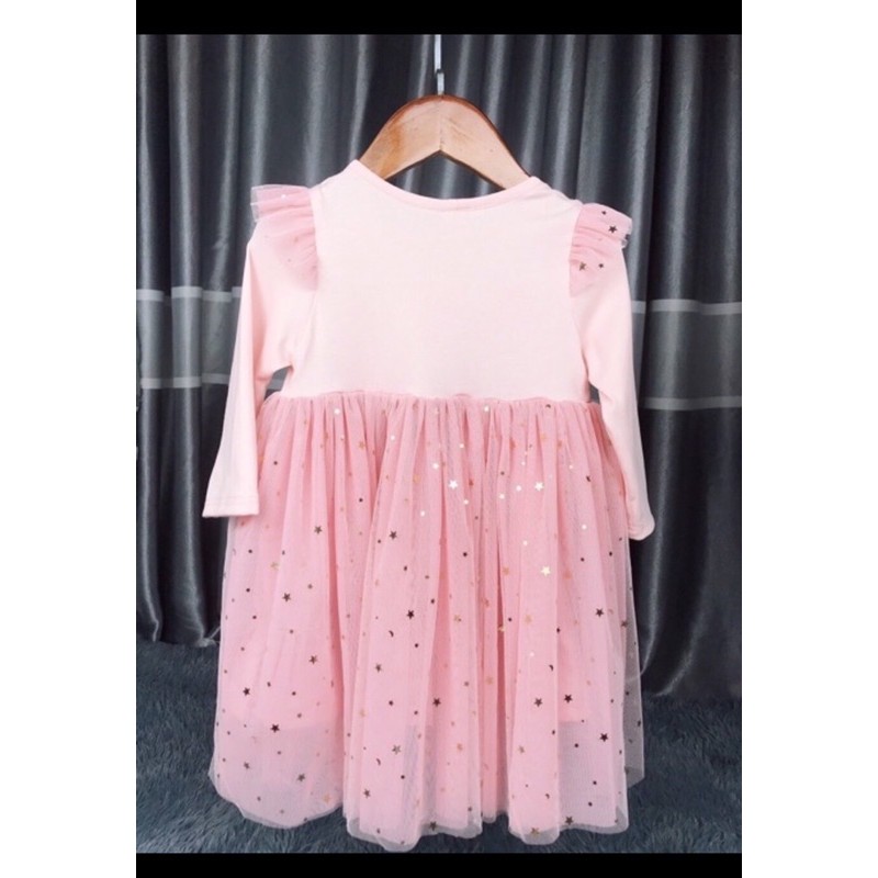 Váy Công Chúa Hồng Elsa Sao Lấp Lánh