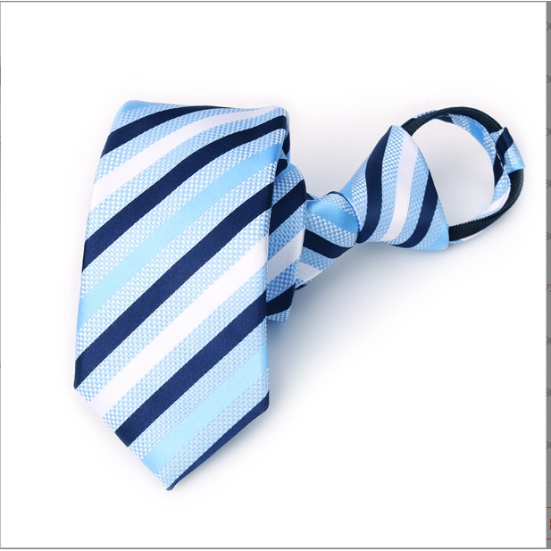 Cravat Nam màu xanh kẻ chéo bản nhỏ 6cm cao cấp thắt sẵn khóa kéo, Cravat chú rể, Calavat dự tiệc - CV-6357