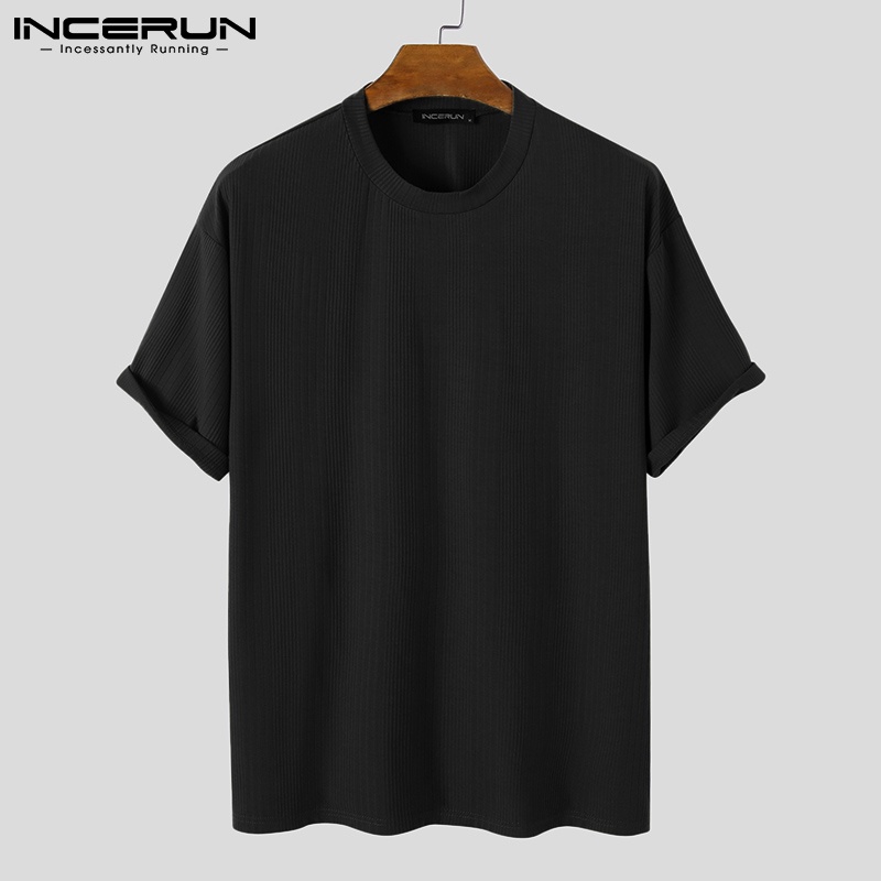 Áo thun INCERUN tay ngắn cổ tròn 3 màu sắc tùy chọn thiết kế đơn giản dành cho nam