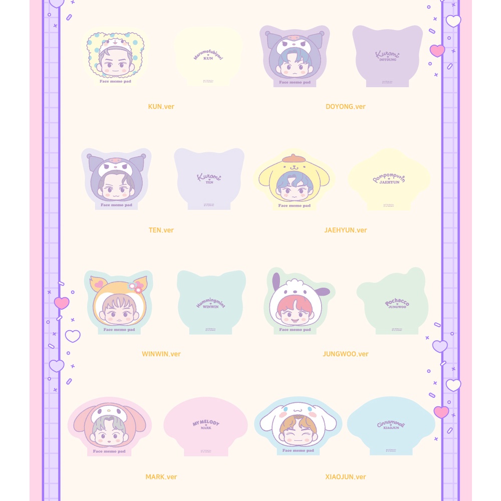 Đặt hàng trước] NCT x SANRIO Đệm ghi nhớ mặt , TEN by TEN OFFICIAL MD, NCt, NCT12, NCT7 DreamT
