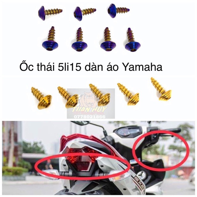 Ốc dàn áo yamha M5*15 thông dụng ex 150 , sirus , tarus , nvx , tất cả các dàn áo yamaha