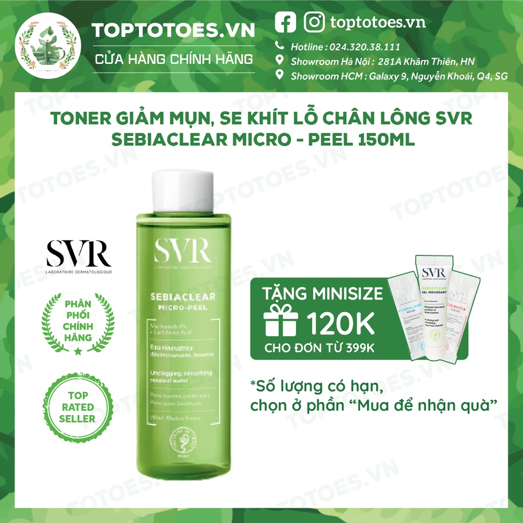 Toner giảm mụn, se khít lỗ chân lông SVR Sebiaclear Micro-peel 150ml [NHẬP KHẨU CHÍNH HÃNG 100%]