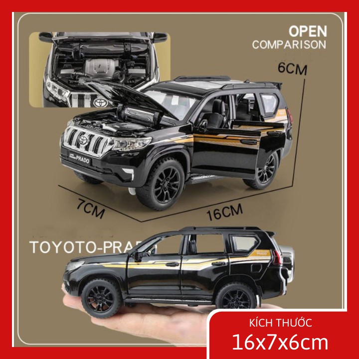 Xe mô hình ô tô Toyota Prado tỉ lệ 1:32 chất liệu kim loại cao cấp có đèn, mở cửa thiết kế màu sơn thời trang phong cách