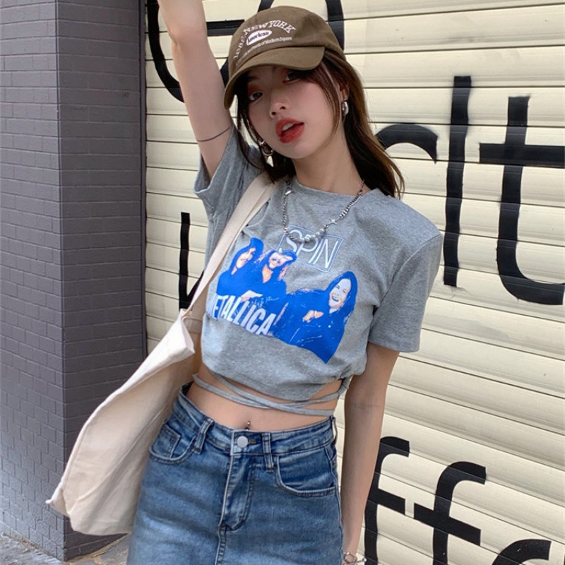 Áo Thun Tay Ngắn Dáng Ôm In Họa Tiết Thời Trang Mùa Hè Cho Nữ