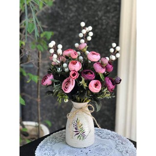 🌺Hoa Trà Lụa Gấm Vân 30cm🌺 - Cành hoa giả
