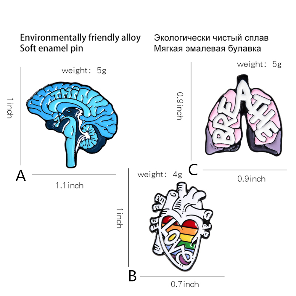 🎈FUTURE🎈 Gift Enamel Pins Buckle Jewelry Brooch Anatomy Heart Bag Accessories New Men Women Cartoon Clothes Lapel Pin Badge Brain Lung