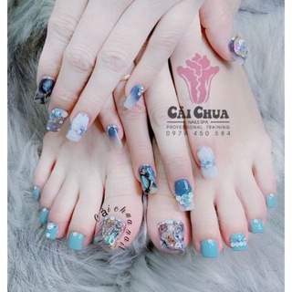 Set 2 bộ móng giả thiết kế gồm 1 bộ tay và 1 bộ chân tặng keo dán móng và dũa