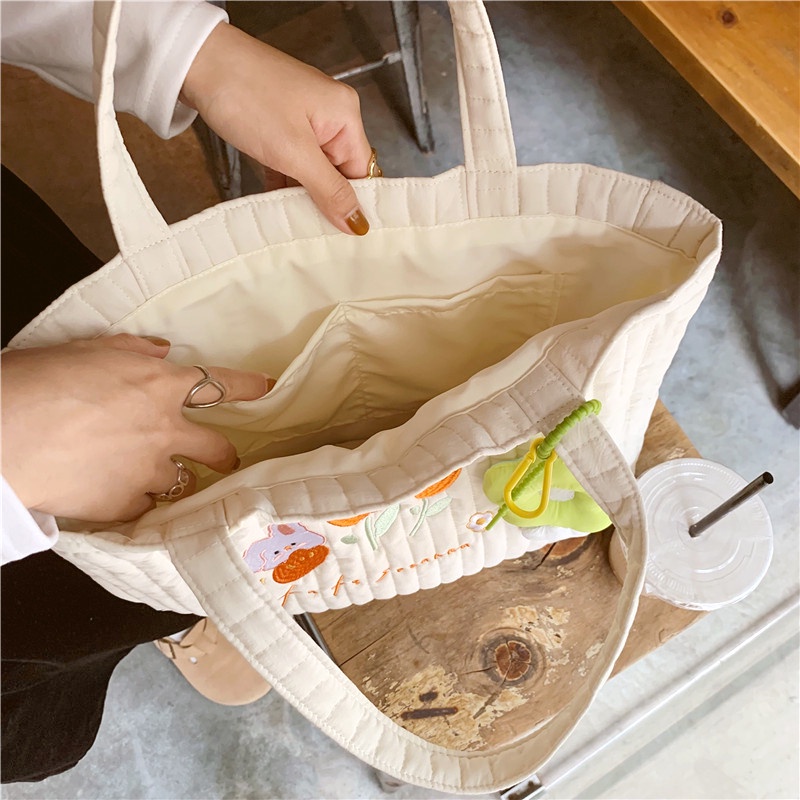 Túi Xách Cỡ Lớn Thêu Họa Tiết Xinh Xắn