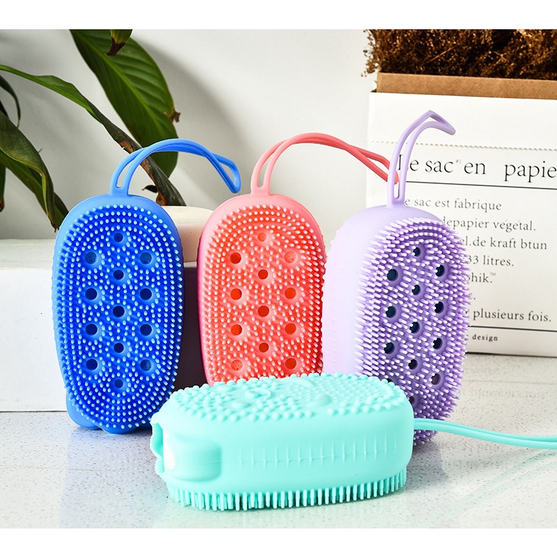 Bàn chải tắm tạo bọt tẩy da chết silicone cao cấp bubbles, bông tắm 2 mặt có gai mềm, massage và làm sạch da sâu