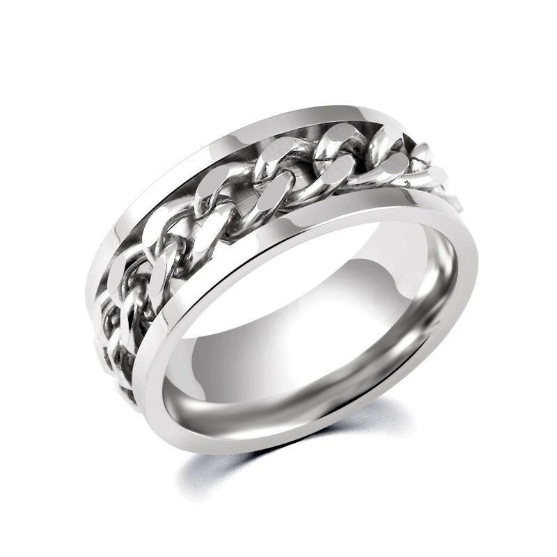 Nhẫn thép titan kiểu dây xích xoay được thời trang cho nam nữ 23777