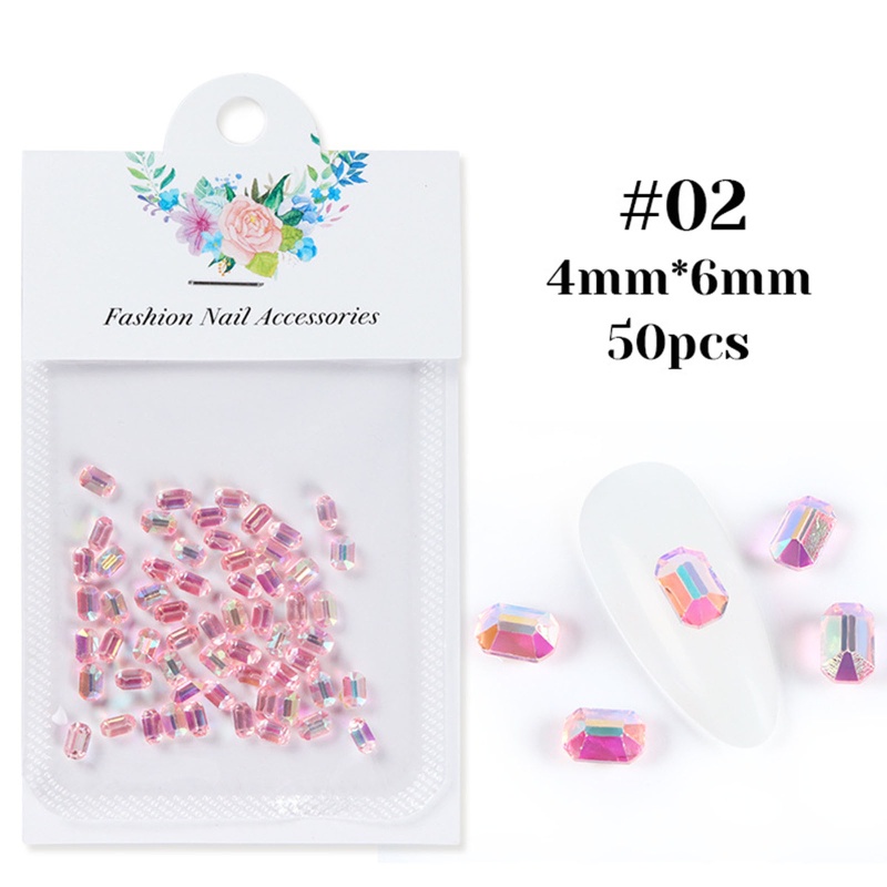 Set 50 Hạt Pha Lê 3D Bằng Nhựa Resin Trang Trí Móng Tay DIY