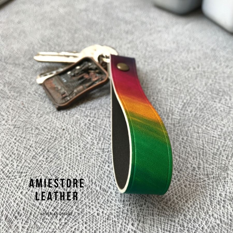 [Uy Tín] Móc Khóa Da Bò Italy - Nhuộm Màu Thủ Công Hiệu Ứng Nhiều Màu