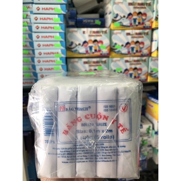 TÚI 5 CUỘN Băng Cuộn Y Tế Size 0.1m x 2m Bảo Thạch bông băng gạc cuộn 0.1m x 2m 0.1 x 2m 0.1mx2m bảo thạch