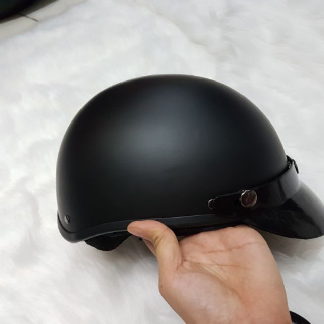 Mũ nón bảo hiểm nửa đầu đen nhám - nón bảo hiểm 1/2 đầu