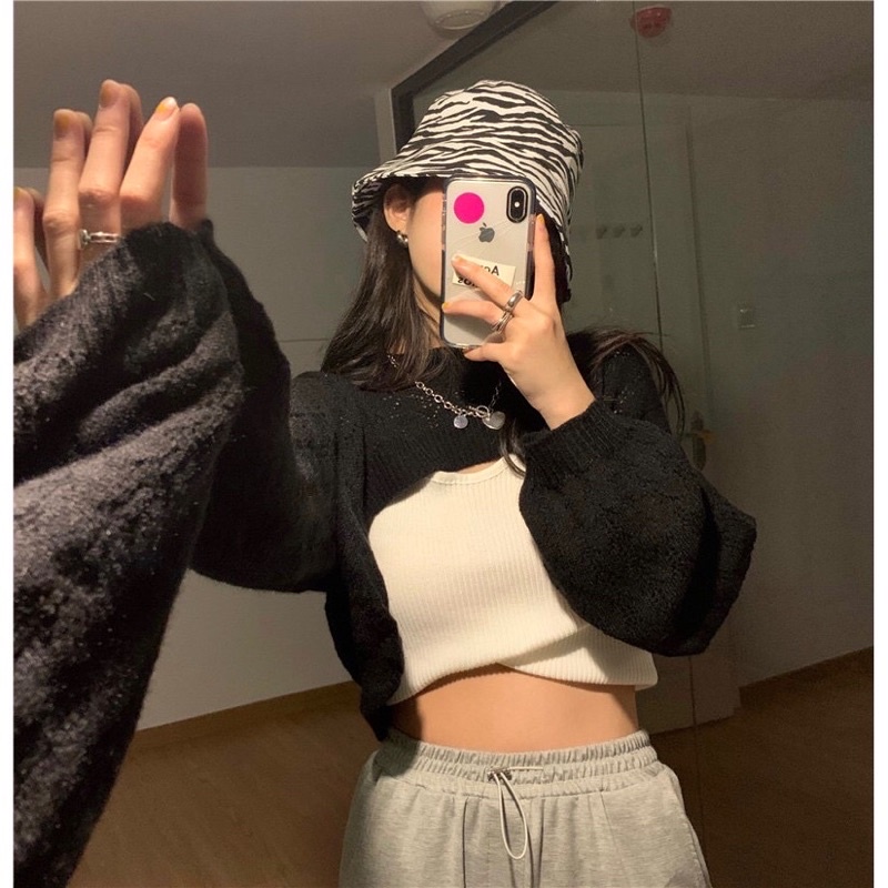 Áo khoác len croptop