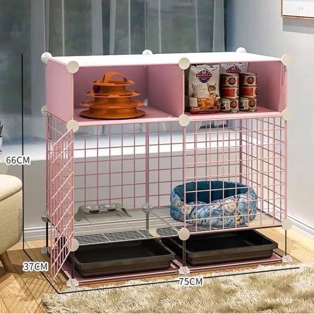 {TẶNG KÈM DÂY RÚT} COMBO Chuồng Chó 2 Ô + 2 ô đồ (có mái và không mái)