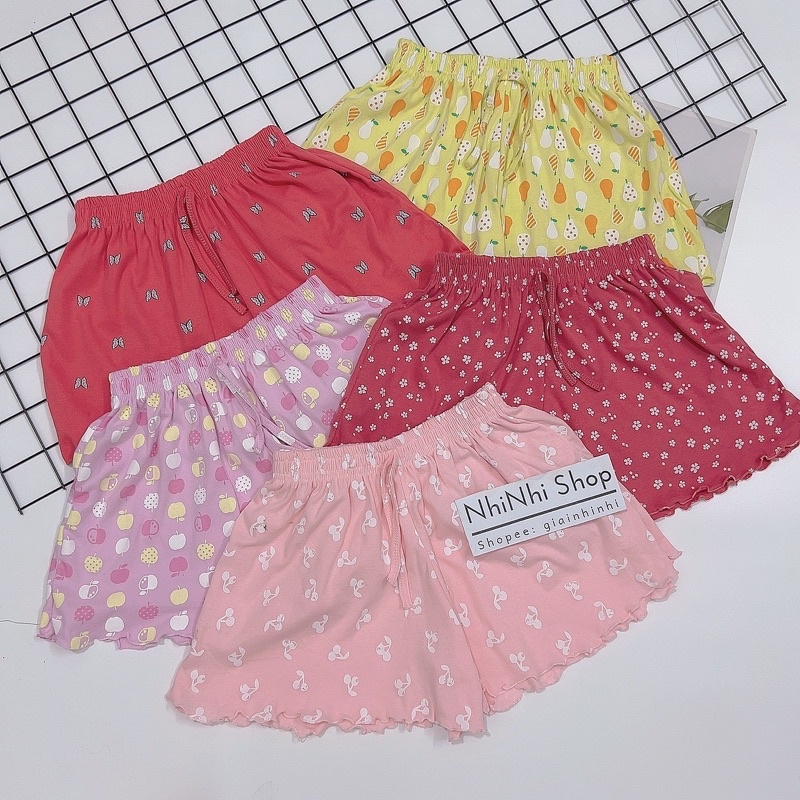 Quần Short thun xòe nhiều hoạ tiết cạp chun, Quần ngủ vải cotton mịn mát co giãn QS0755 - NhiNhi Shop